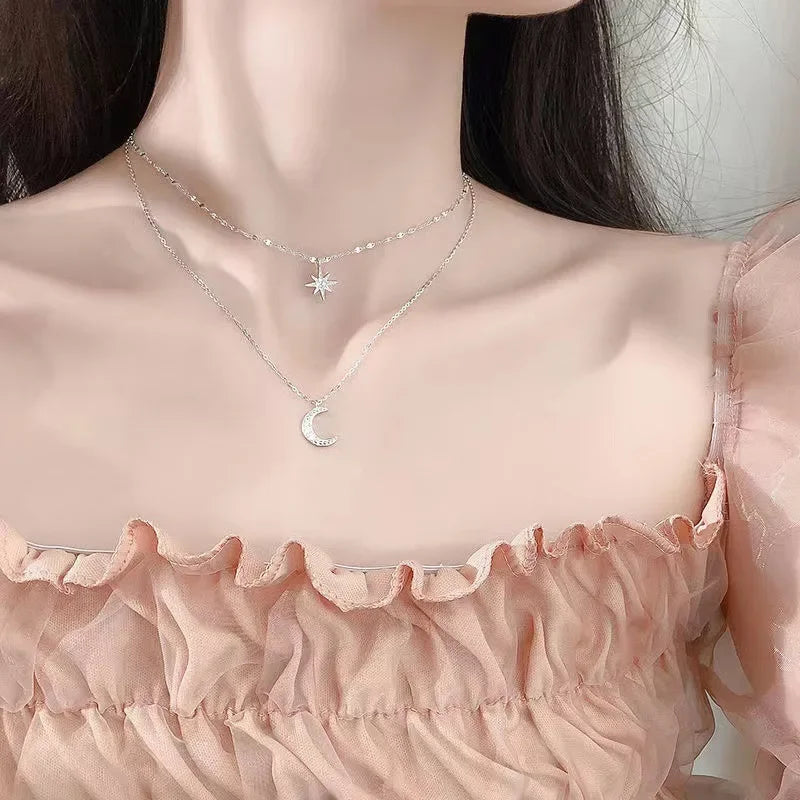 Dazzling Star & Moon Necklace