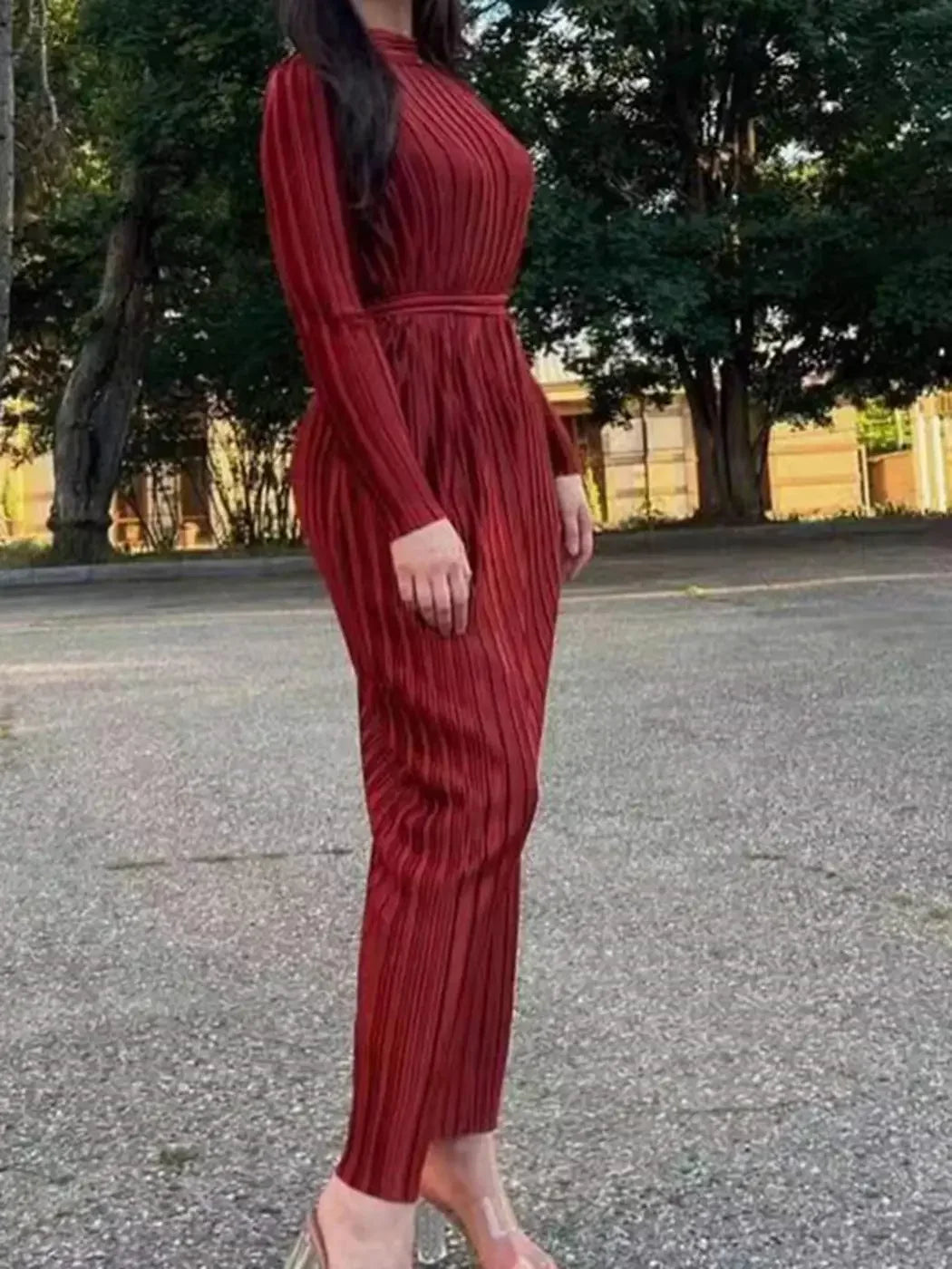 Women's Belted Long Dress