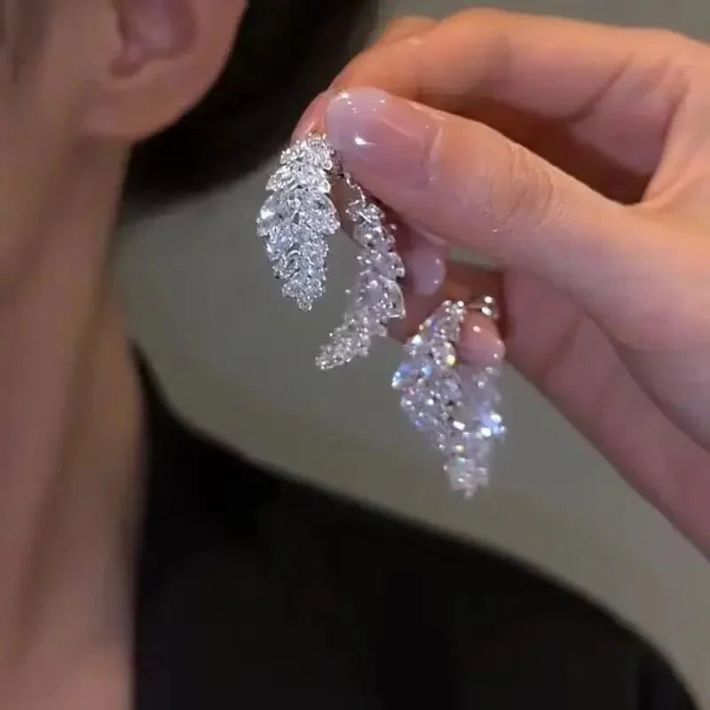 Fashion Luxury Geometric Dangle Drop Earrings for Women Wedding Party Jewelry Accessories Gorgeous Cubic Zirconia Bridal Brincos