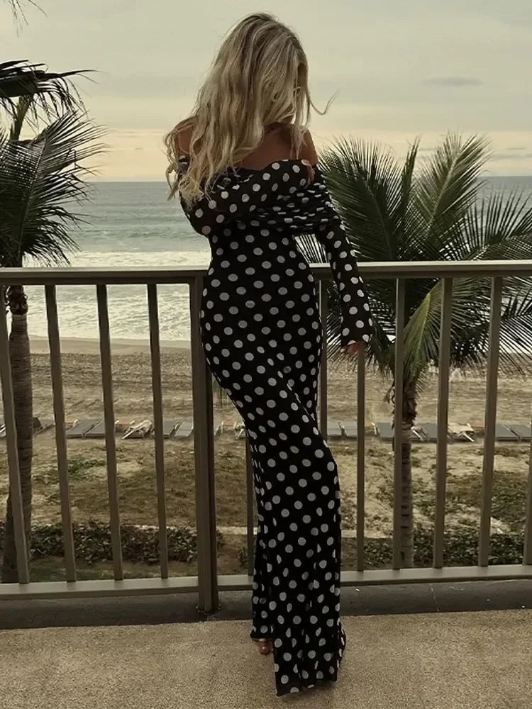 Monroe Polka Dot Print Maxi Dress
