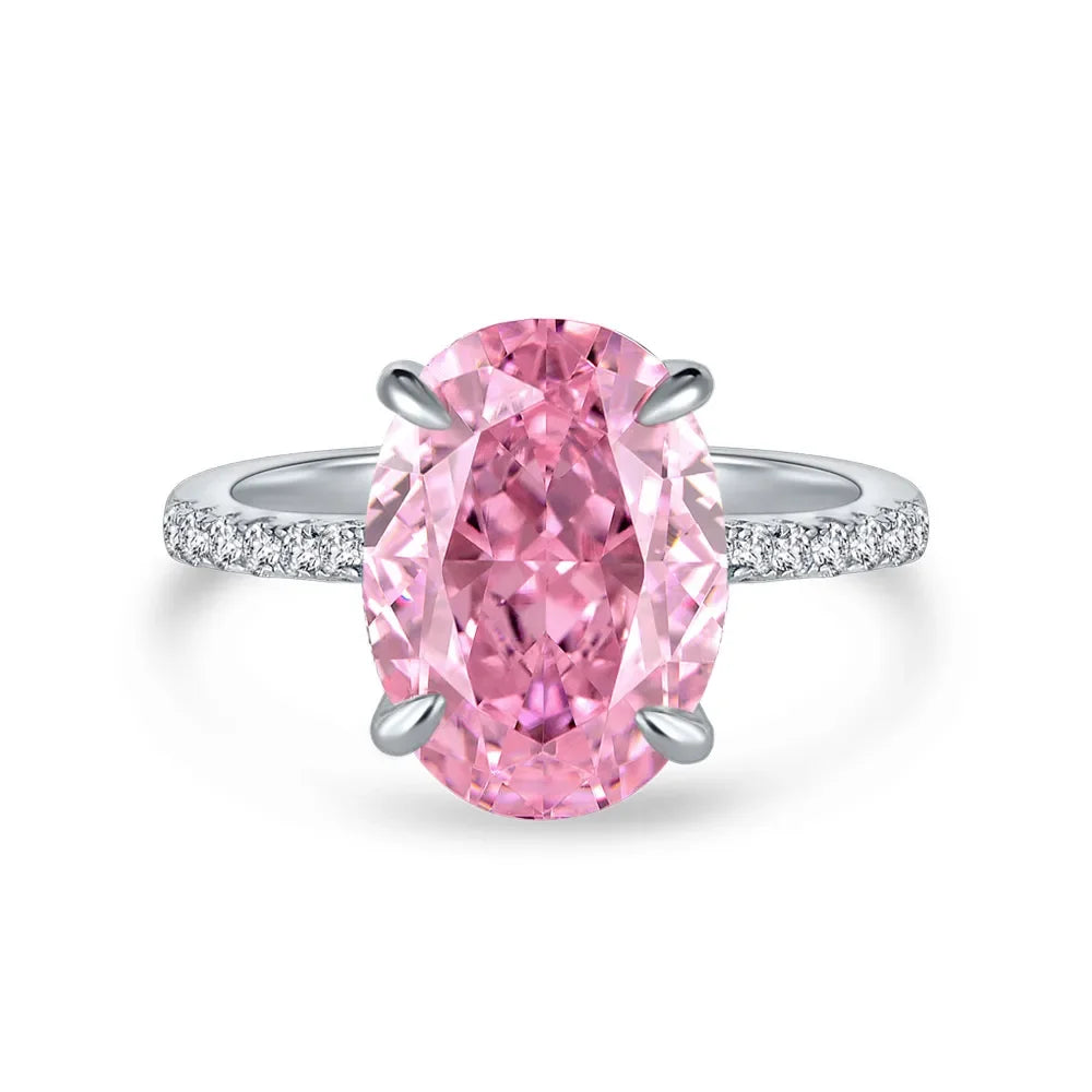 Queen 925 Sterling Silver Oval Cut 3ct Diamond Ring