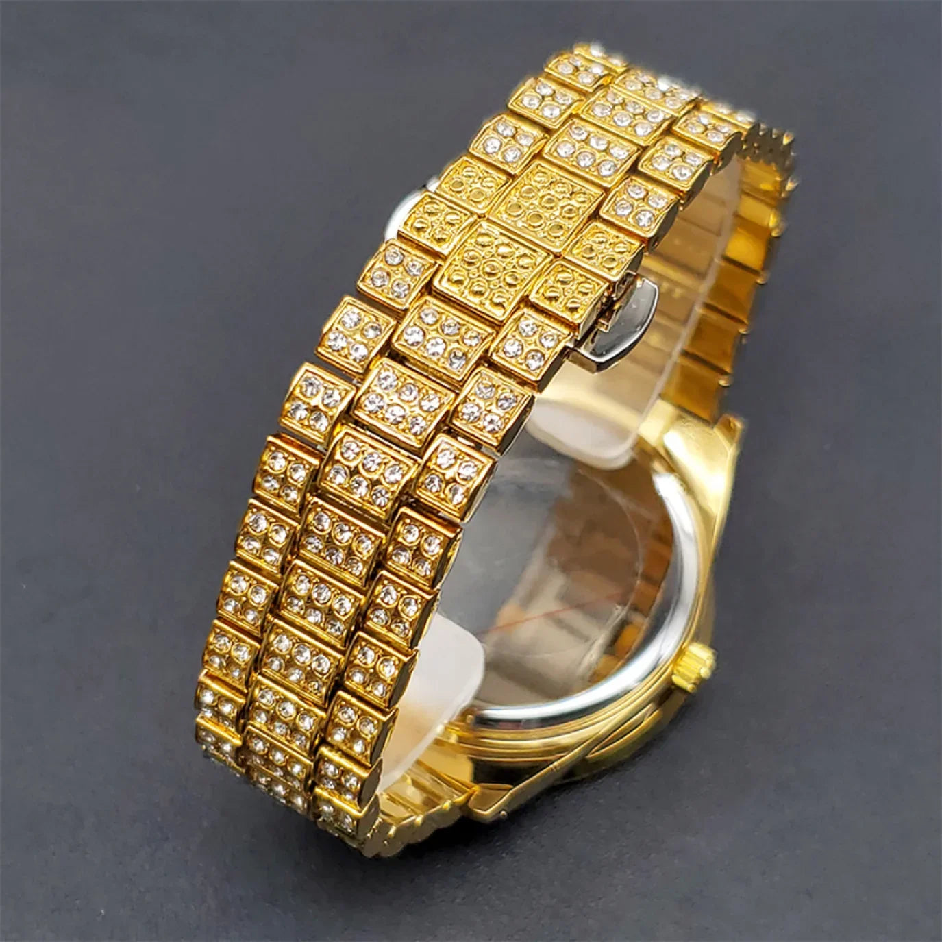 Bling Moissanite SS Quartz Calendar Watch