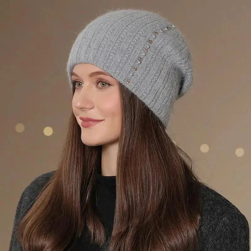 New Women Winter Hat Fashion Decorate Beanie Hat Warm Winter Cap For Female Casual Streetwear Knitted Hat