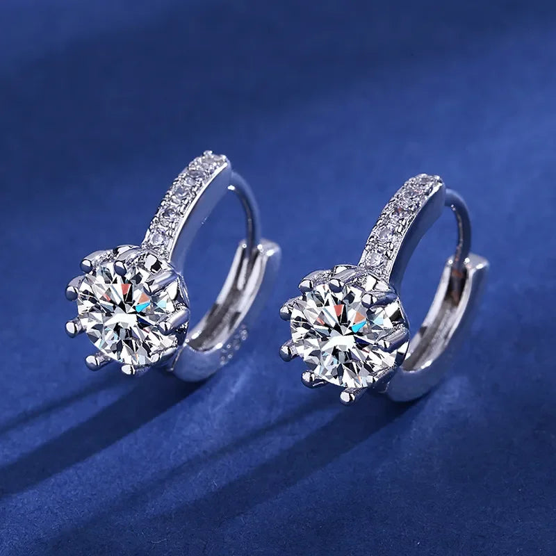 Iconic 925 Sterling Silver Crystal CZ Stud Earrings
