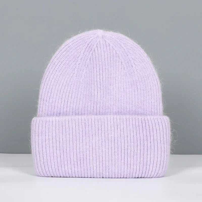 Women Winter Hat Real Rabbit Fur Winter Hats For Women Fashion Warm Beanie Hats Women Solid Adult Cover Head Cap