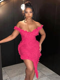 Dazzling Ruffle Evening Dress