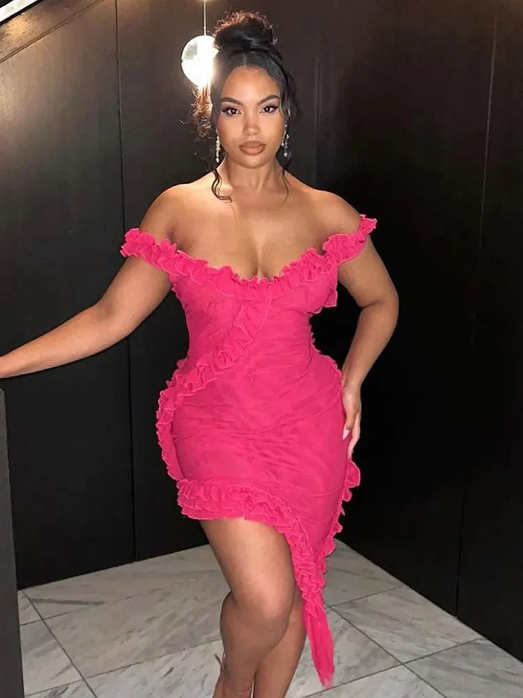 Dazzling Ruffle Evening Dress