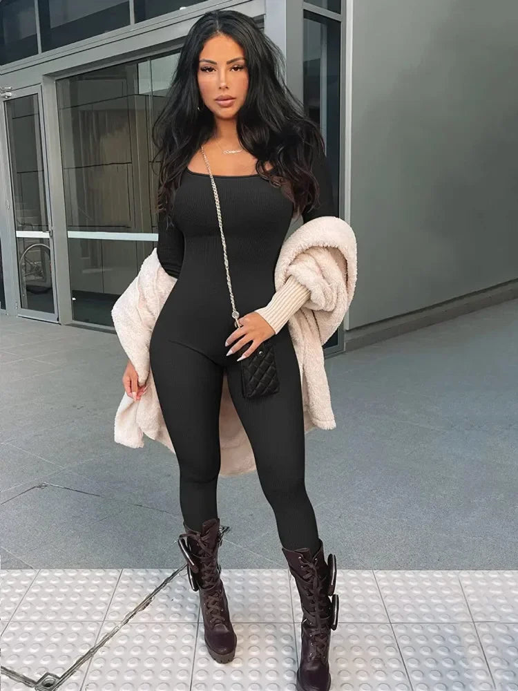 Sunday Comfy Ribbed Long Sleeve Playsuit