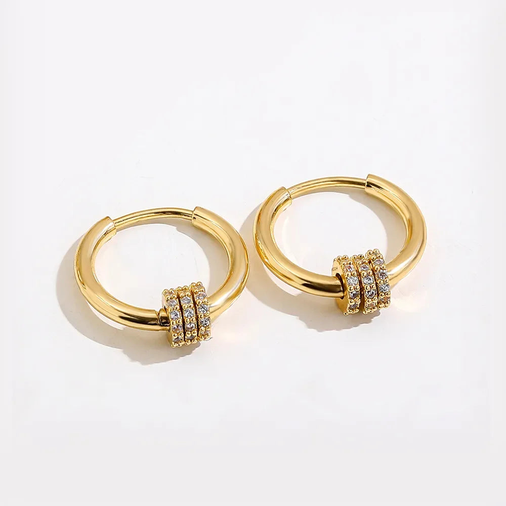 Gold Color Stainless Steel Hoop Earrings for Women Small Simple Round Circle Huggies Ear Rings Steampunk Accessories
