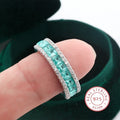 Beautiful 925 Silver Plated Women's Ring Geometric Square Green Zircon Jewelry Anniversary Gift Fashion Engagement Ring