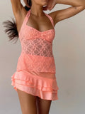 Ladies Halter Lace Crop Top