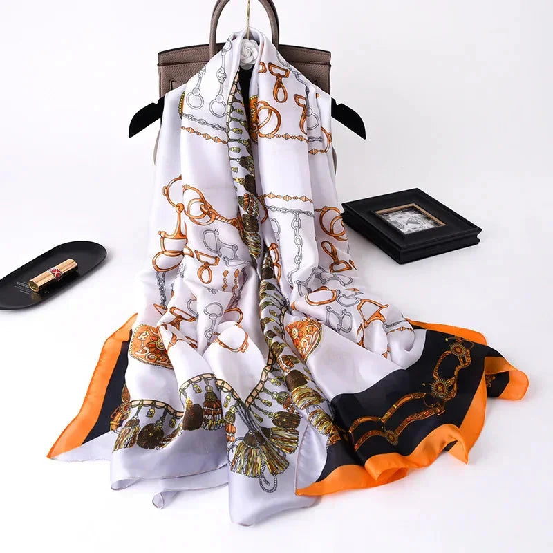 180*90cm Luxury Brand Women Summer Silk Scarves Shawl Lady Wrap Soft Female Europe Designer Beach Bandanna foulard muffler pareo