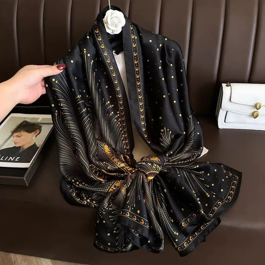 180*90cm Luxury Brand Spring Summer Autumn Women Clothing New Fashion Color matching printed silk scarf lady popular turba