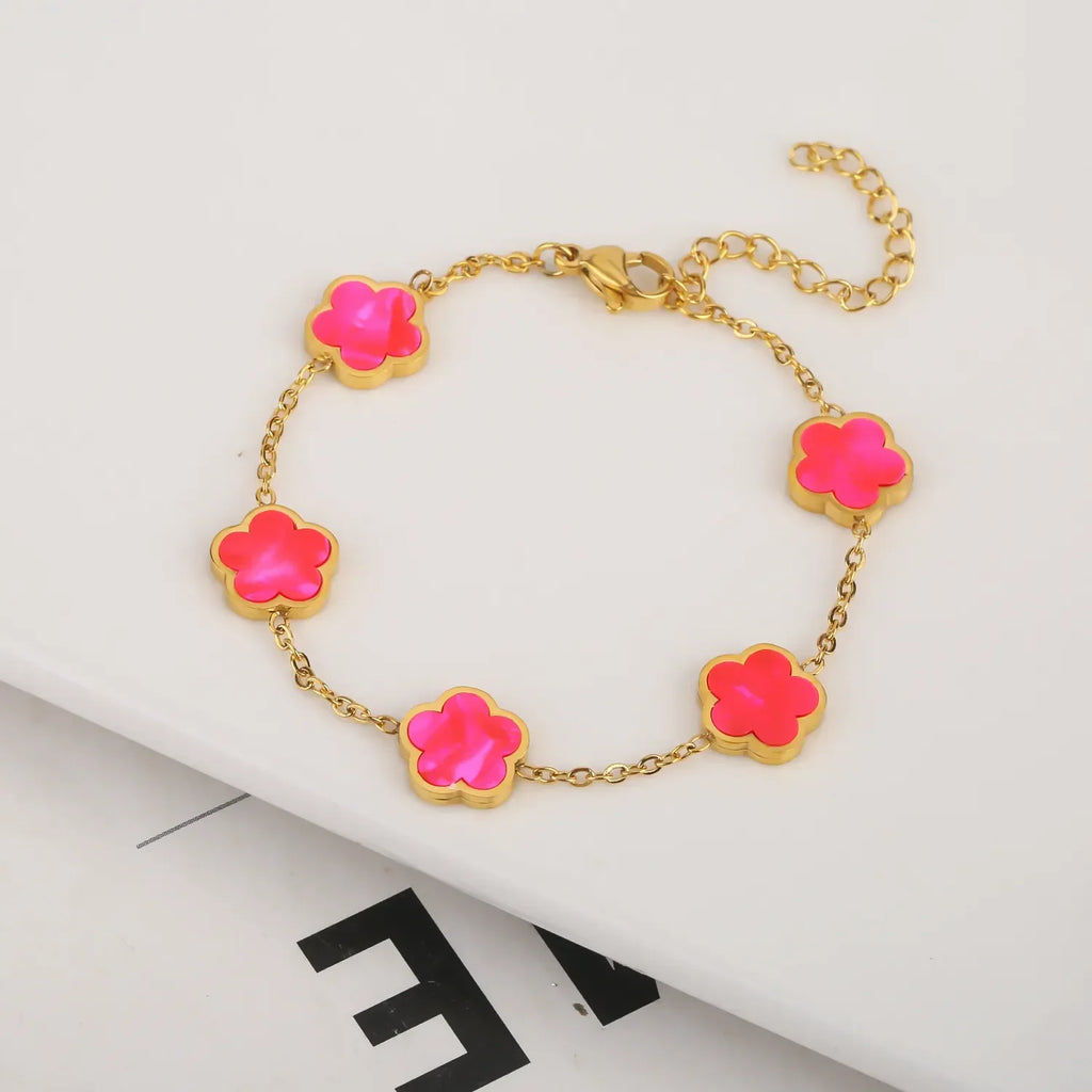 Stainless Steel Non Fading Minimalist Creative Plant Live Leaf Petal Flower Pendant Necklace Earrings Bracelet Jewelry Set