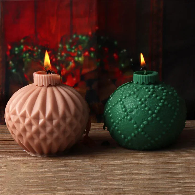DIY Christmas geometric sphere candle silicone mold stripe spiral wave pattern spherical cake chocolate silicone mold resin mold