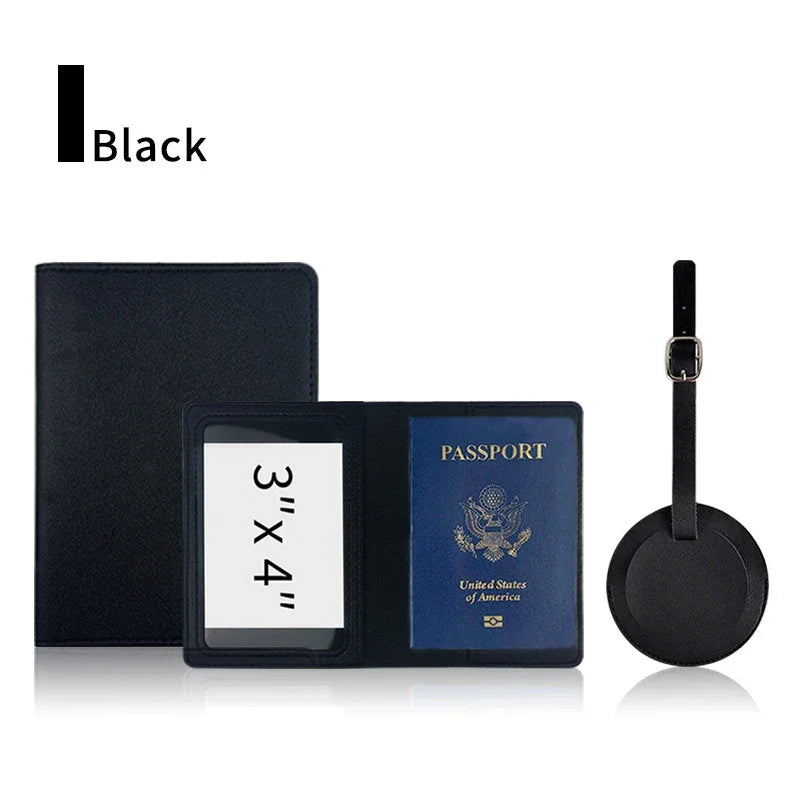 Custom Passport Holder Luggage Tag Set PU Leather