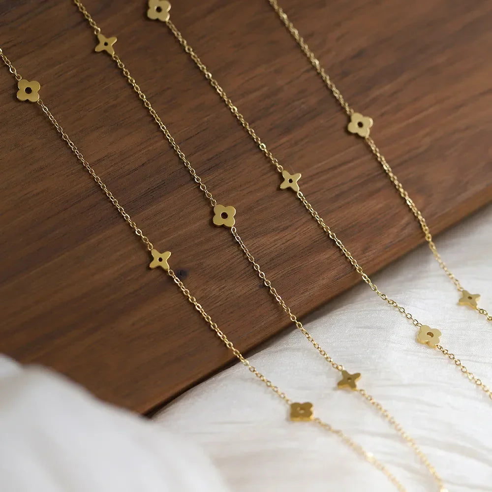 Lux Stainless Steel Zircon Flower Necklace