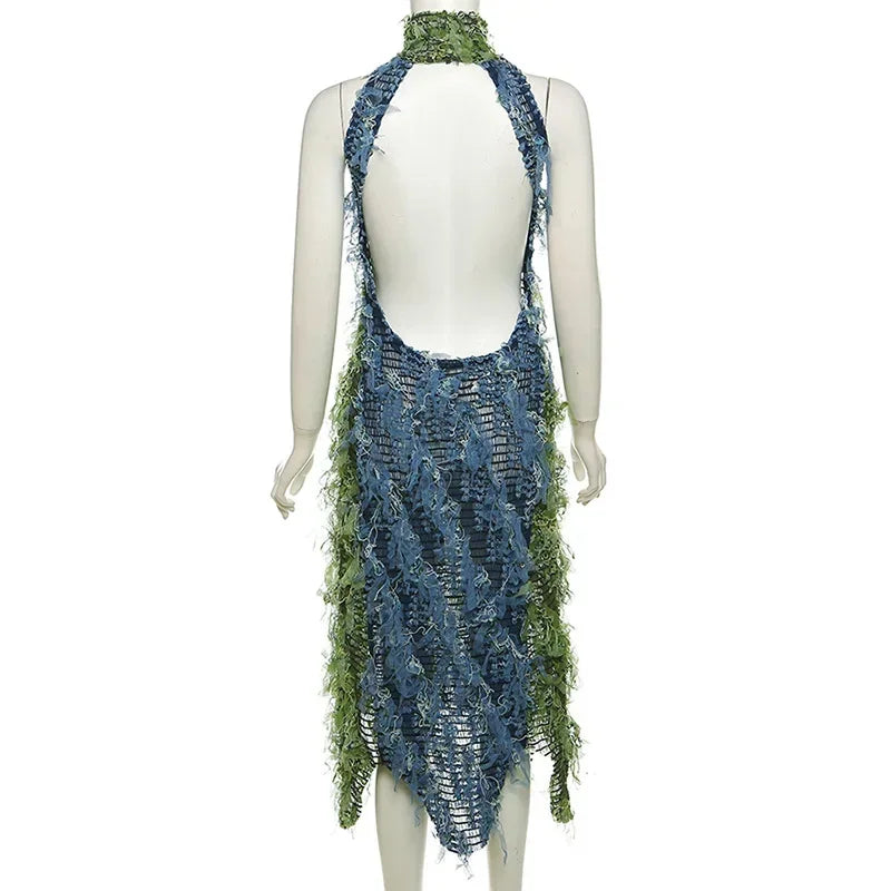 Becca Backless Tassel Maxi Dress
