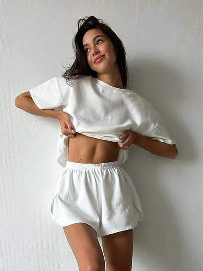 Casual Short Sleeve Top & Shorts Sleepwear