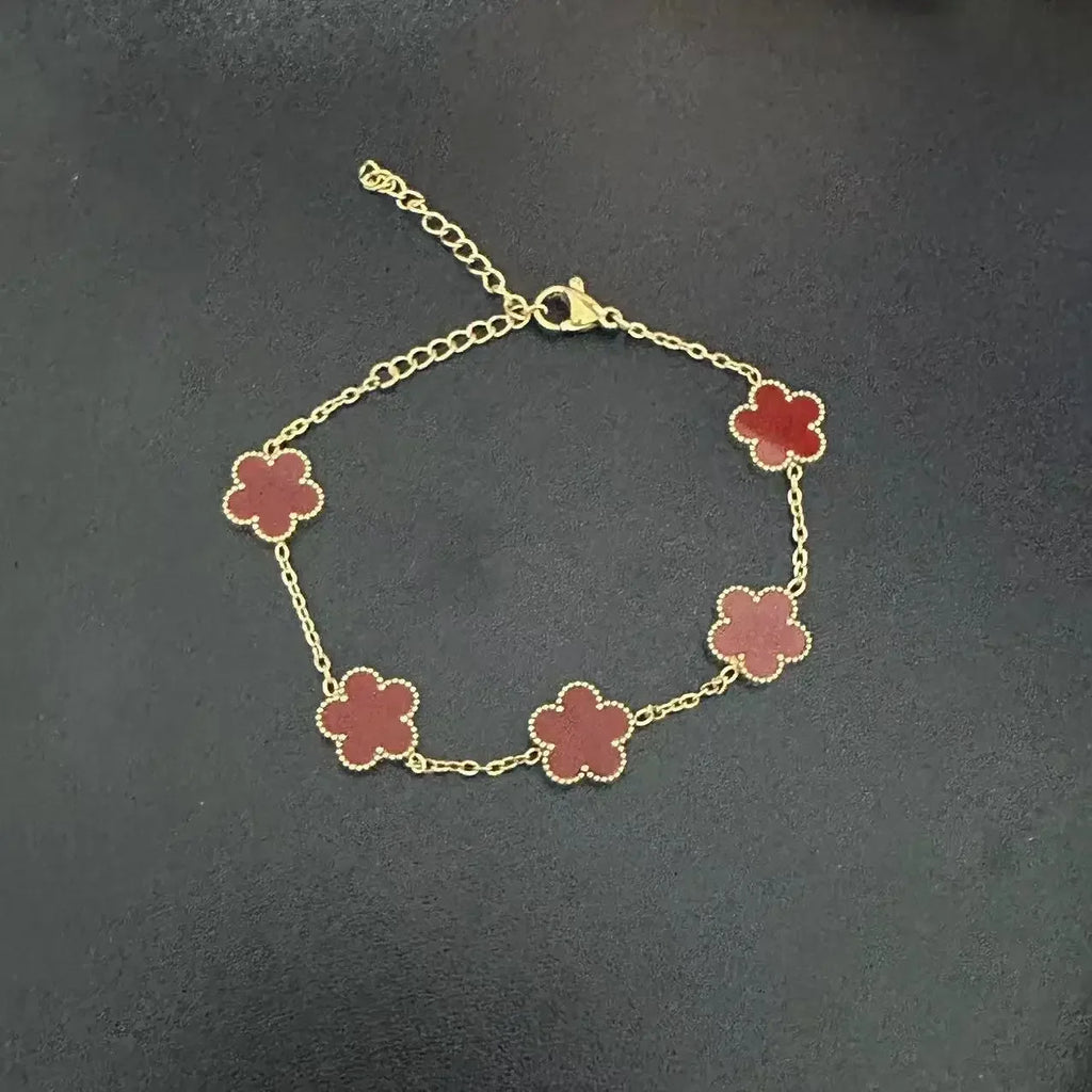 Stainless Steel Non Fading Minimalist Creative Plant Live Leaf Petal Flower Pendant Necklace Earrings Bracelet Jewelry Set