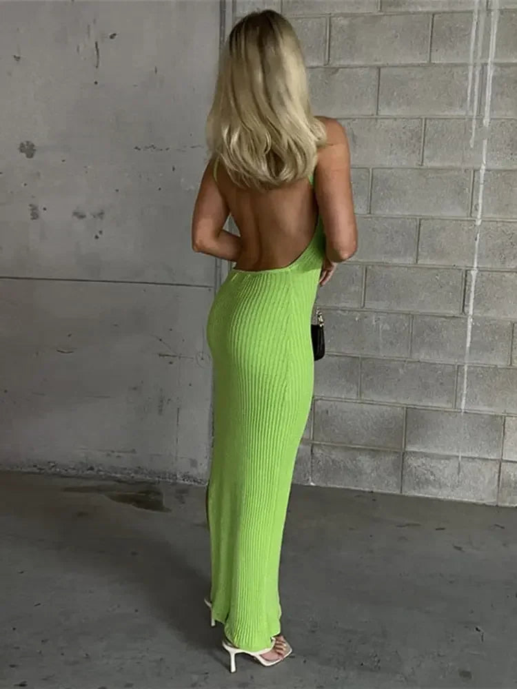 Lexi Open Back Side Split Maxi Dress