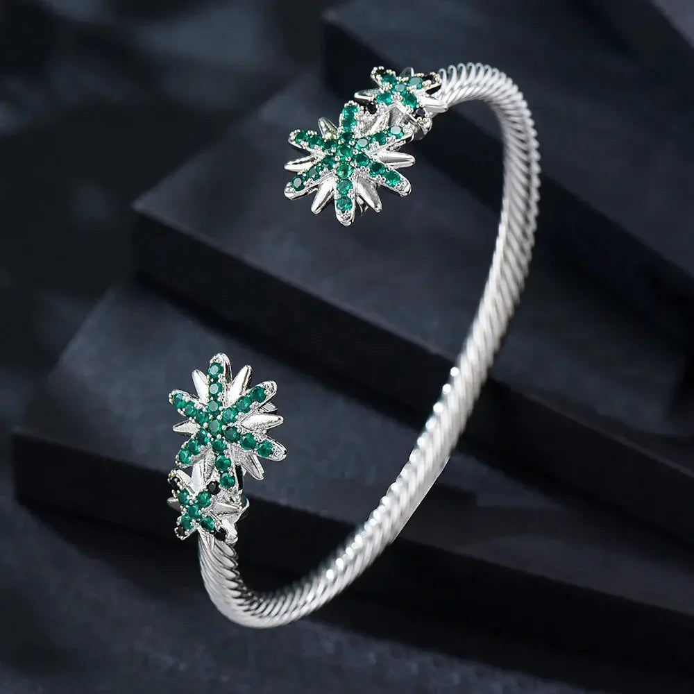Missvikki Original design Stackable Bangle For Women Bridal Wedding Cubic Zircon OPen Bangle Dubai Bracelet Party Jewelry