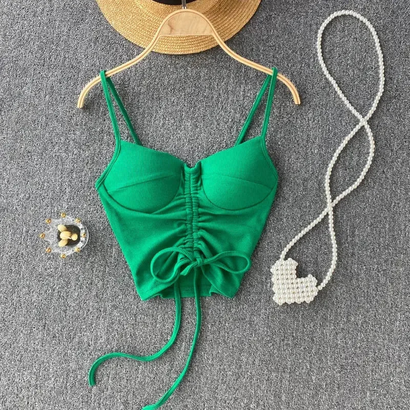 Strapless Western Style Skinny Tanks Camis for Women Summer Casual Solid Colours Female Corset Crop Tube Tops with Built In Bras