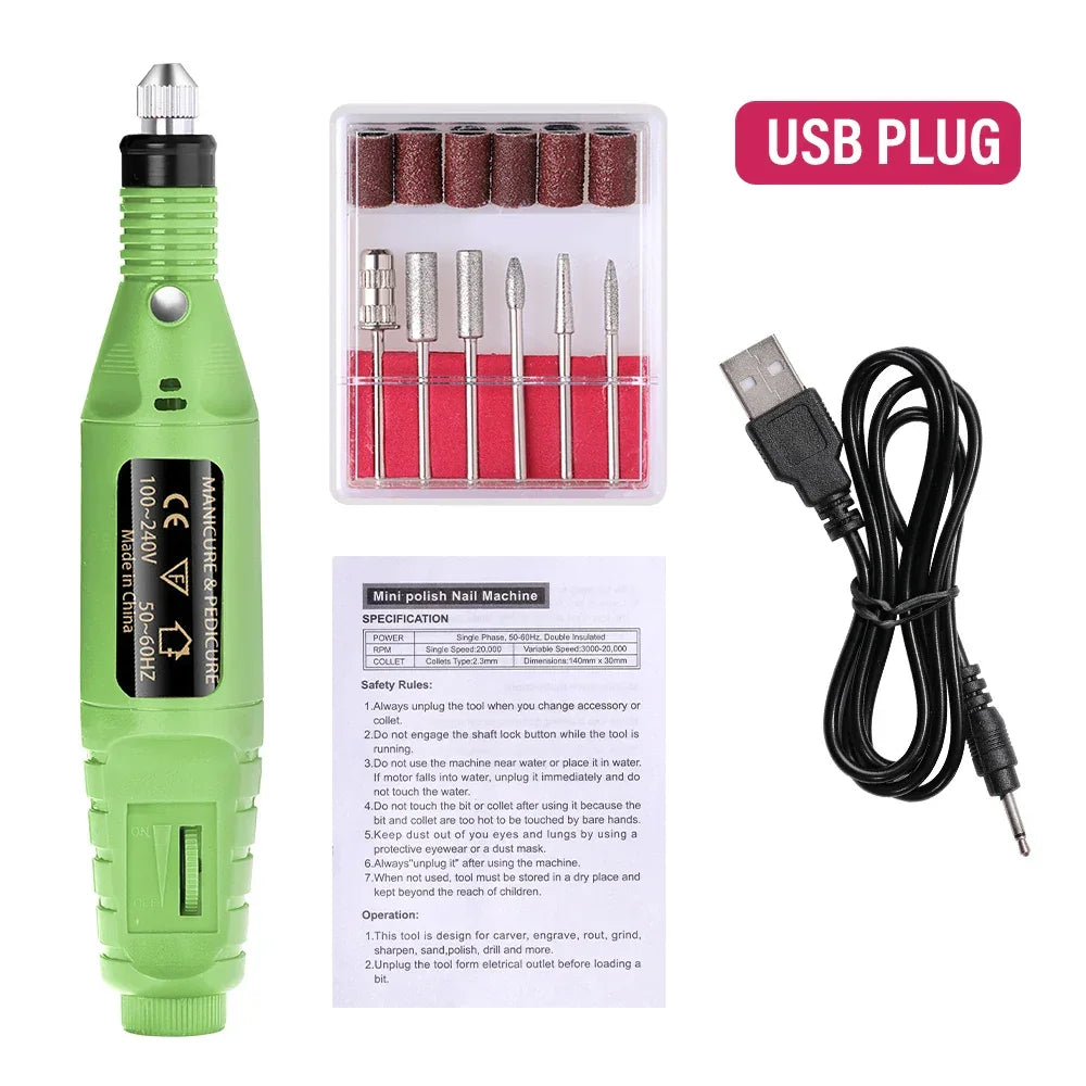 HALAIMAN Electric Nail Drill Machine Set Pedicure Grinding Equipment Mill For Manicure  Professional Strong Nail Polishing Tool