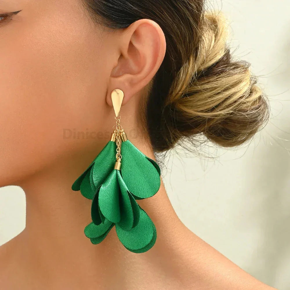 Boho Fashion Elegant Leopard Flower Long Tassel Dangle Earrings For Women Luxury Designer Wedding Party Jewelry Ear Accessories