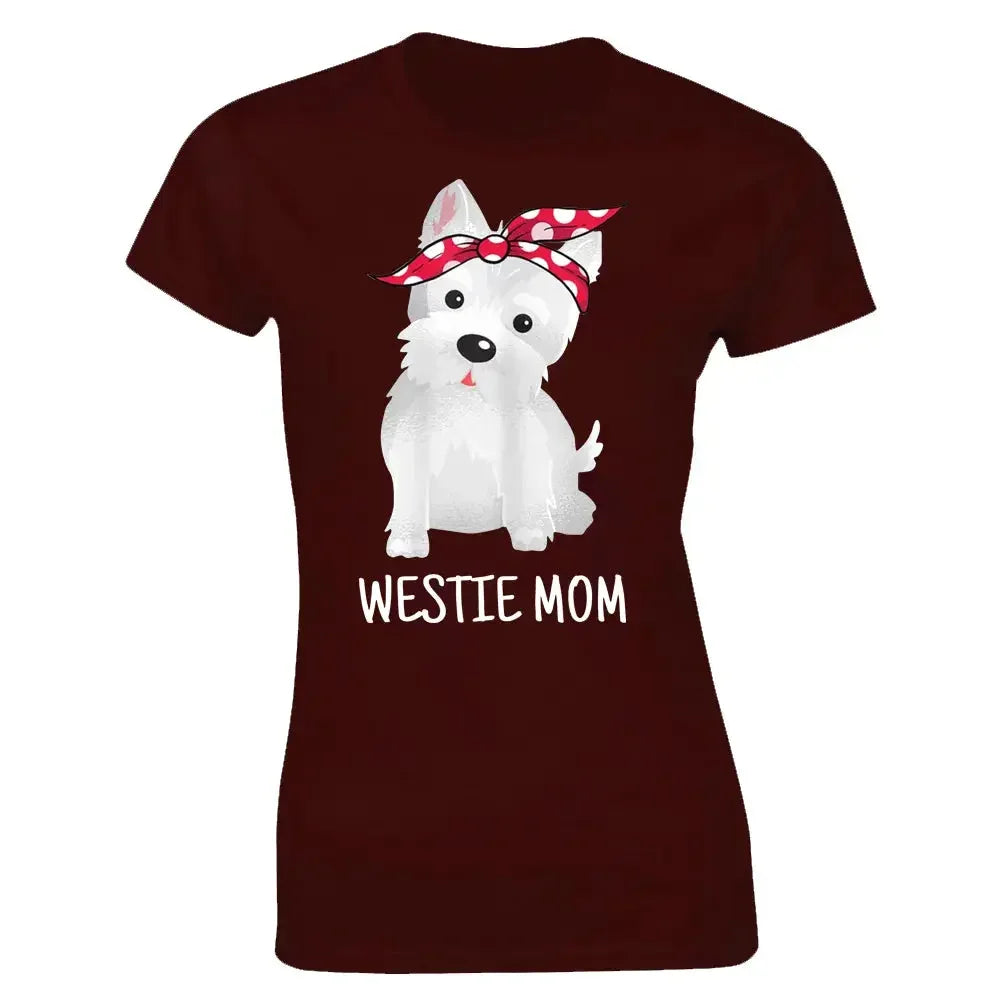 Westie Mom West Highland White Terrier Dog Lovers Gift T Shirts Graphic Cotton Streetwear Short Sleeve T-shirt Women Clothing