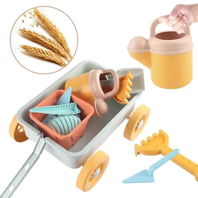 New Beach Set Toys For Kids Trolley Bulldozer Beach Bucket Wheat Straw Summer Seaside Play Sand Water Game Sand Toys/Snow Toys