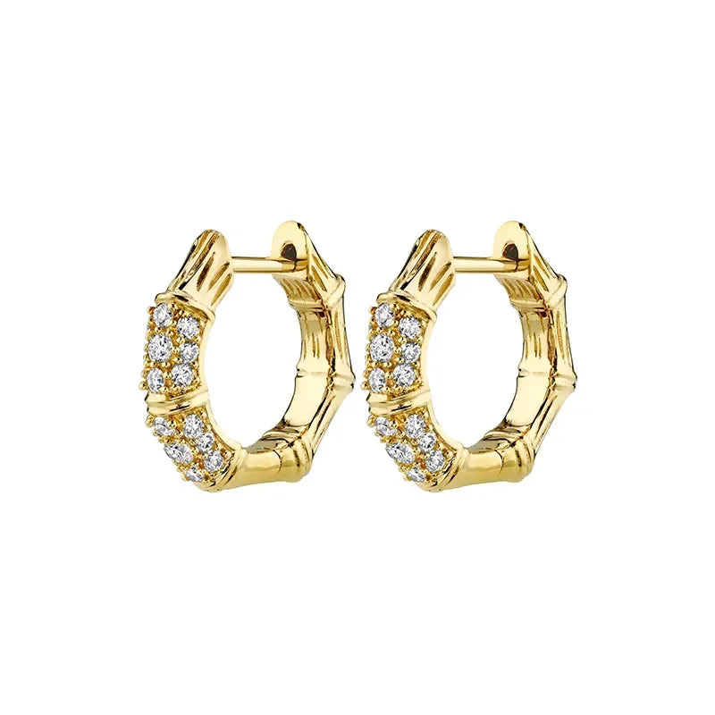 CRMYA Fashion Cubic Zirconia Cz Silver Gold Plated Hoop Earrings For Women Engagement Wedding Trendy Jewelry