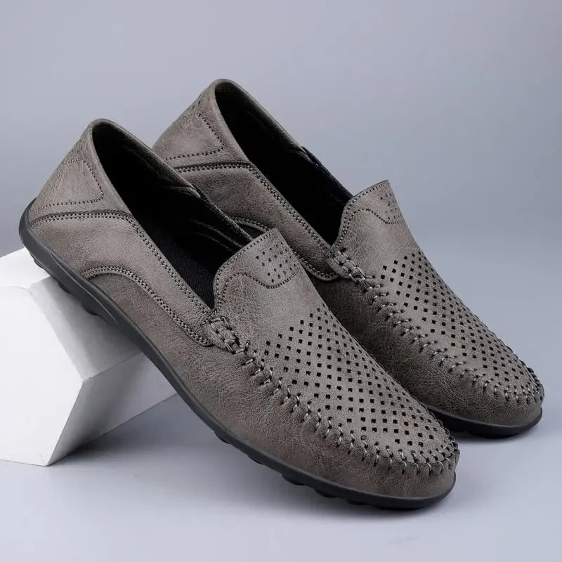 Leather Men Breathable Driving Shoes Luxury Brands Formal Men Loafers Moccasins Italian Male Lazy Shoes Black Plus Size 38-47