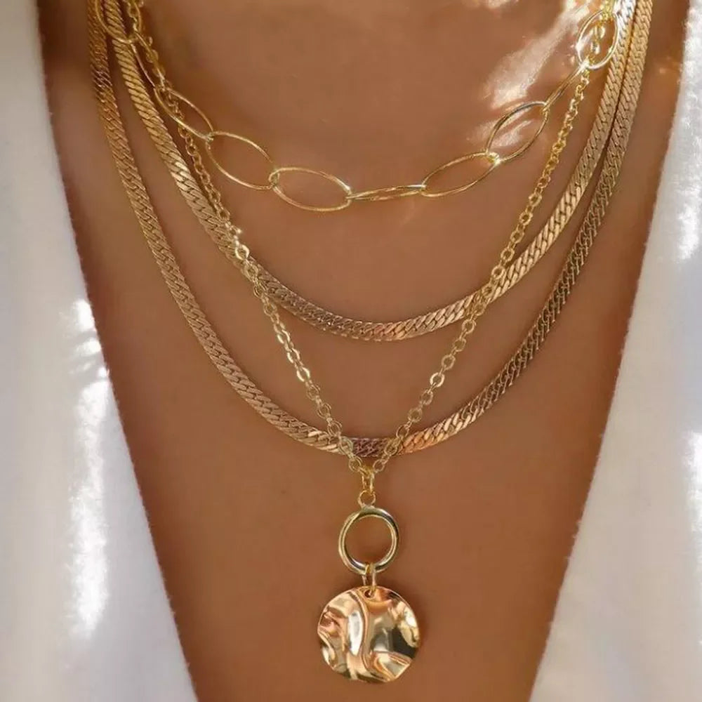 Boho Multi-Layer Crystal Pendant Necklaces