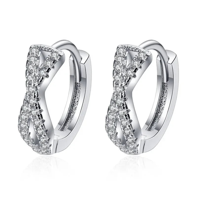 Iconic 925 Sterling Silver Crystal CZ Stud Earrings
