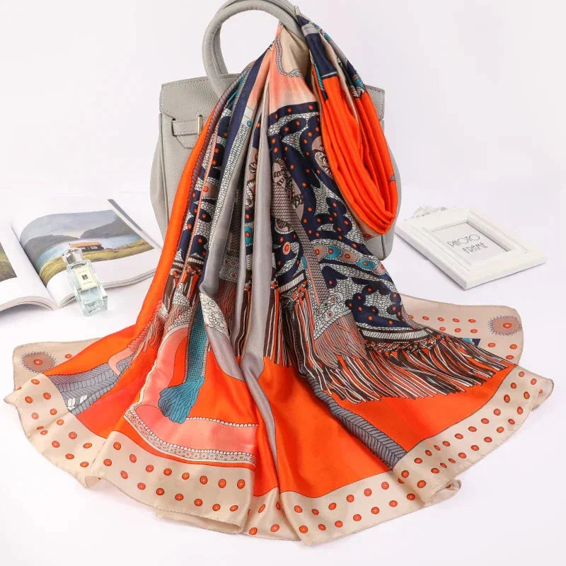 180*90cm Luxury Brand Women Summer Silk Scarves Shawl Lady Wrap Soft Female Europe Designer Beach Bandanna foulard muffler pareo