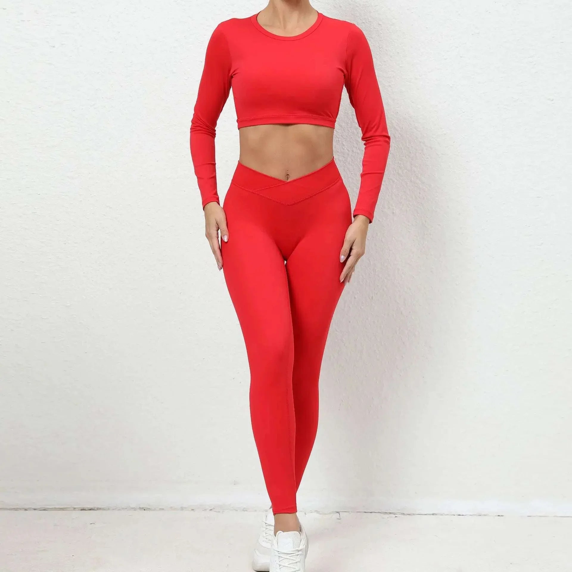 Seamless Backless Yoga Sets Sports Fitness High Waist Hip-lifting Trousers Long-Sleeved Suit Workout Gym Leggings Set for Women