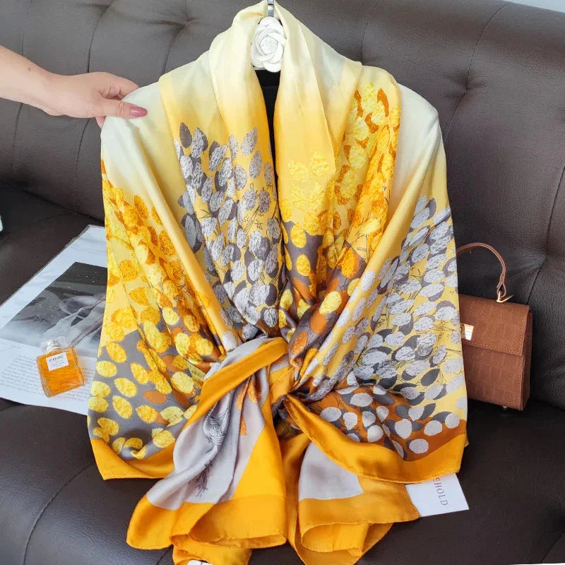 180*90cm Luxury Brand Women Summer Silk Scarves Shawl Lady Wrap Soft Female Europe Designer Beach Bandanna foulard muffler pareo