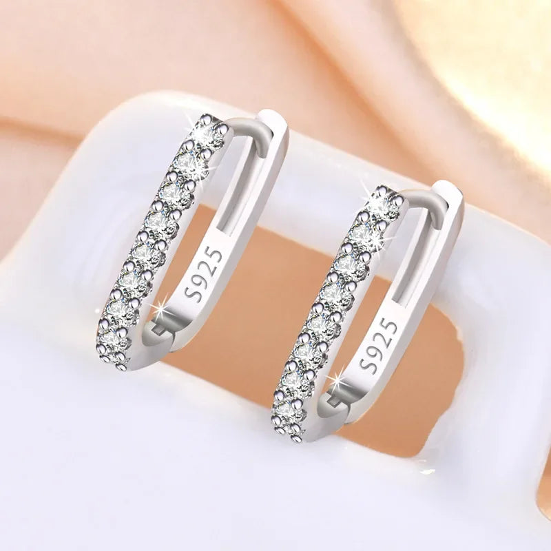 Destiny 925 SS Zircon Hoop Earrings