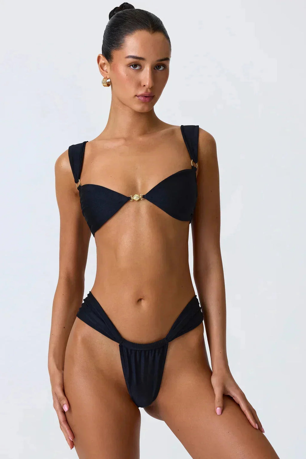 2024 New Sexy Bikinis Solid Push UP Swimwear Women Swimsuit Brazilian Bikini Set Hollow Out Beachwear Thong Biquini Female