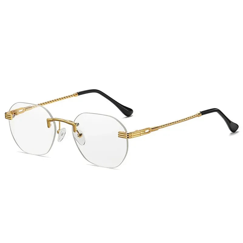 Frameless Gold Metal Ladies Sunglasses Rimless Gradient Lens Blue Fashion Sun Glasses For Men Uv400 Summer 2023
