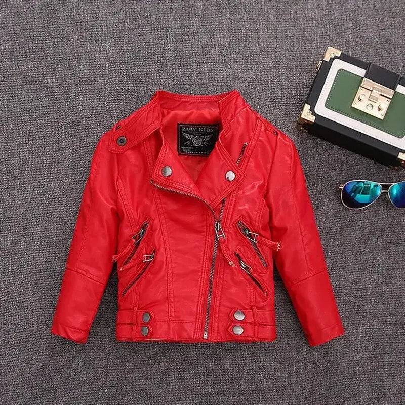 Girls Faux Leather Fall Jacket