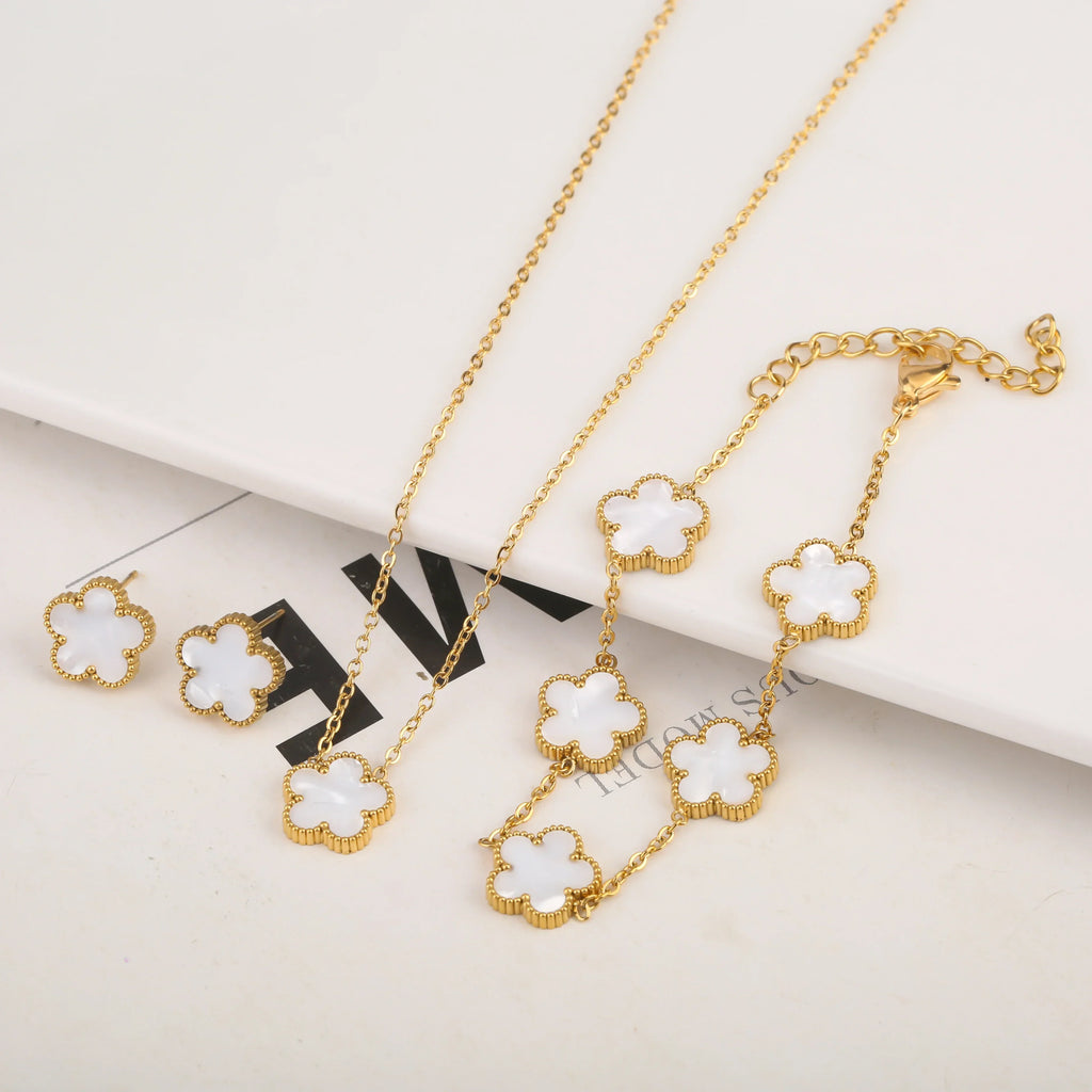 Gold Plated Stainless Steel Flower Bracelet