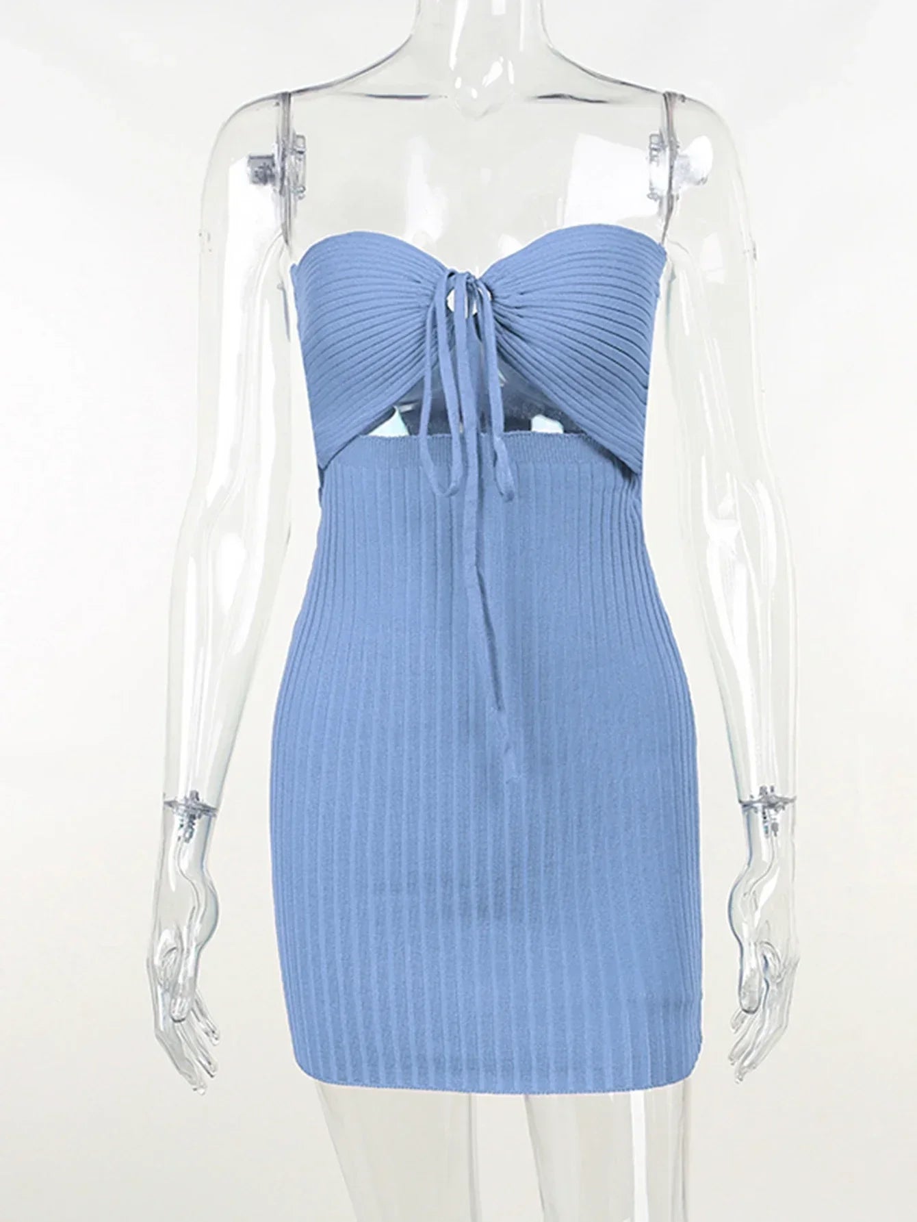 Knitting Strapless Backless Summer Dress Women 2023 Pleated Bodycon Mini Sexy Dress Elegant CasualDresses Vestidos YL22483PF