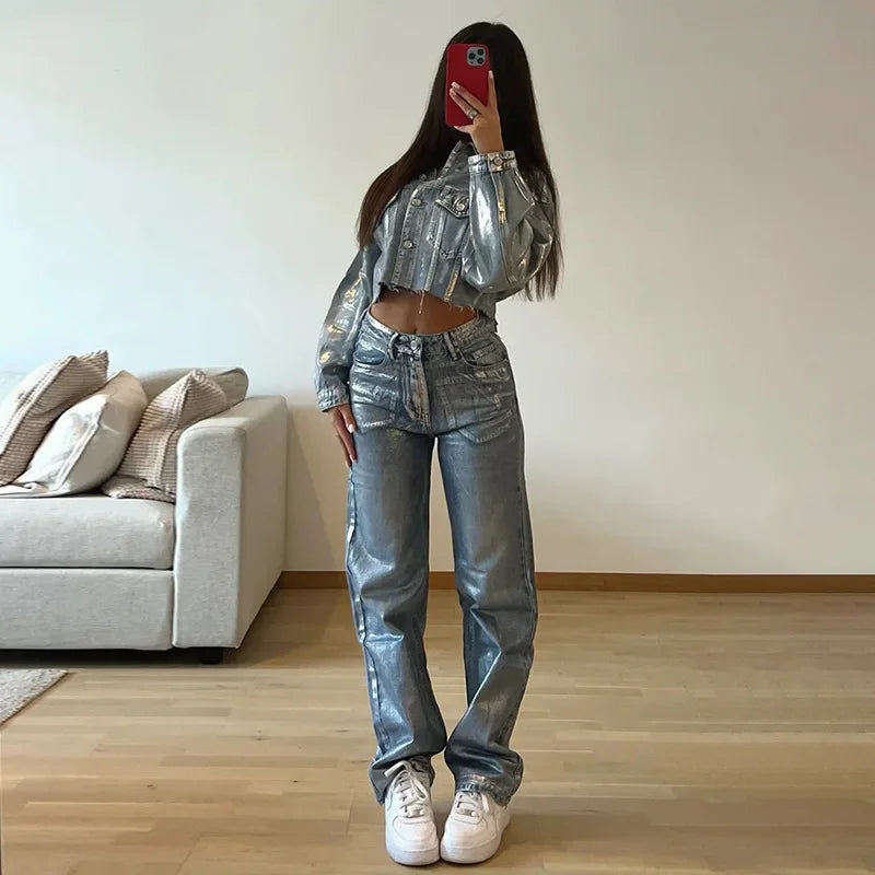 Statement High Waist Straight Leg Jeans