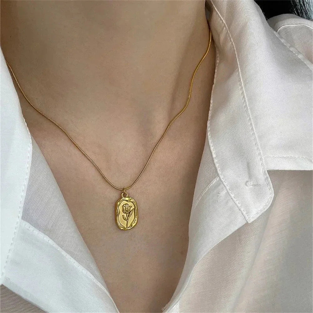 Vintage Silver-plate Geometric Exaggerated Artificial Pearl Chain Necklace For Women Female Fashion Boho Y2K Girl Jewelry Gift