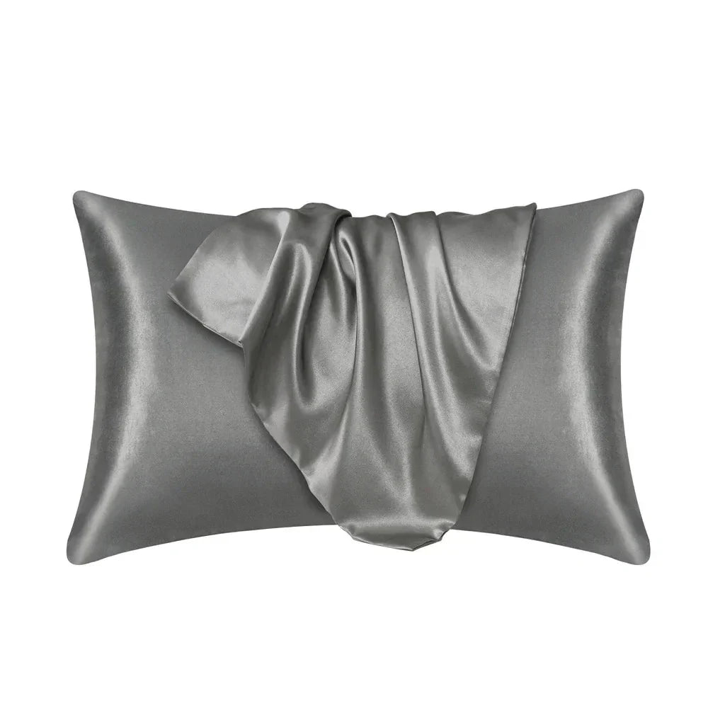 Nordic Silk Pillowcase White Black Grey Khaki Blue Pink Sliver Bed Pillow Covers Luxury Cases Home Bedding Decor