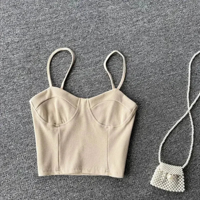 Strapless Western Style Skinny Tanks Camis for Women Summer Casual Solid Colours Female Corset Crop Tube Tops with Built In Bras