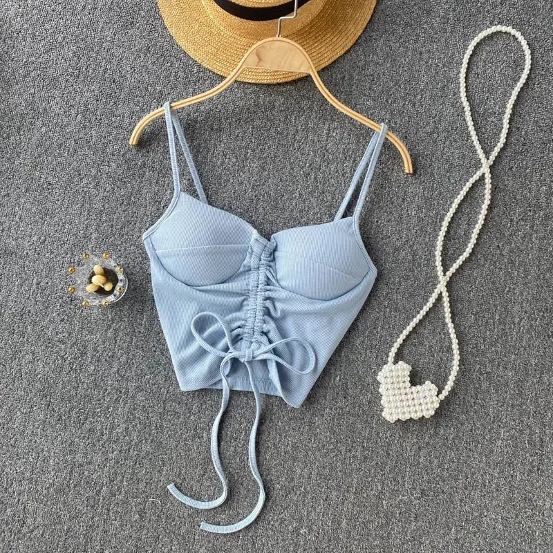 Strapless Western Style Skinny Tanks Camis for Women Summer Casual Solid Colours Female Corset Crop Tube Tops with Built In Bras