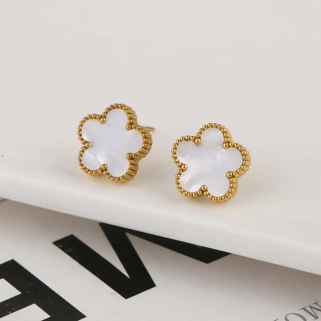 Stainless Steel Non Fading Minimalist Creative Plant Live Leaf Petal Flower Pendant Necklace Earrings Bracelet Jewelry Set